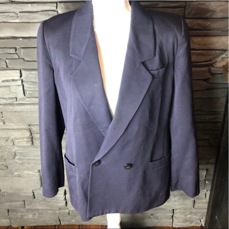 Vintage Christian Dior Navy Wool Blazer Petite 6/8